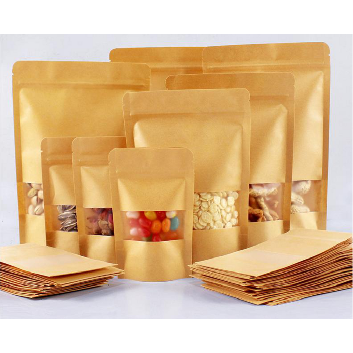 BOLSA DE PAPEL KRAFT CON VENTANA 150GR (PAQUETE DE 50 PIEZAS)