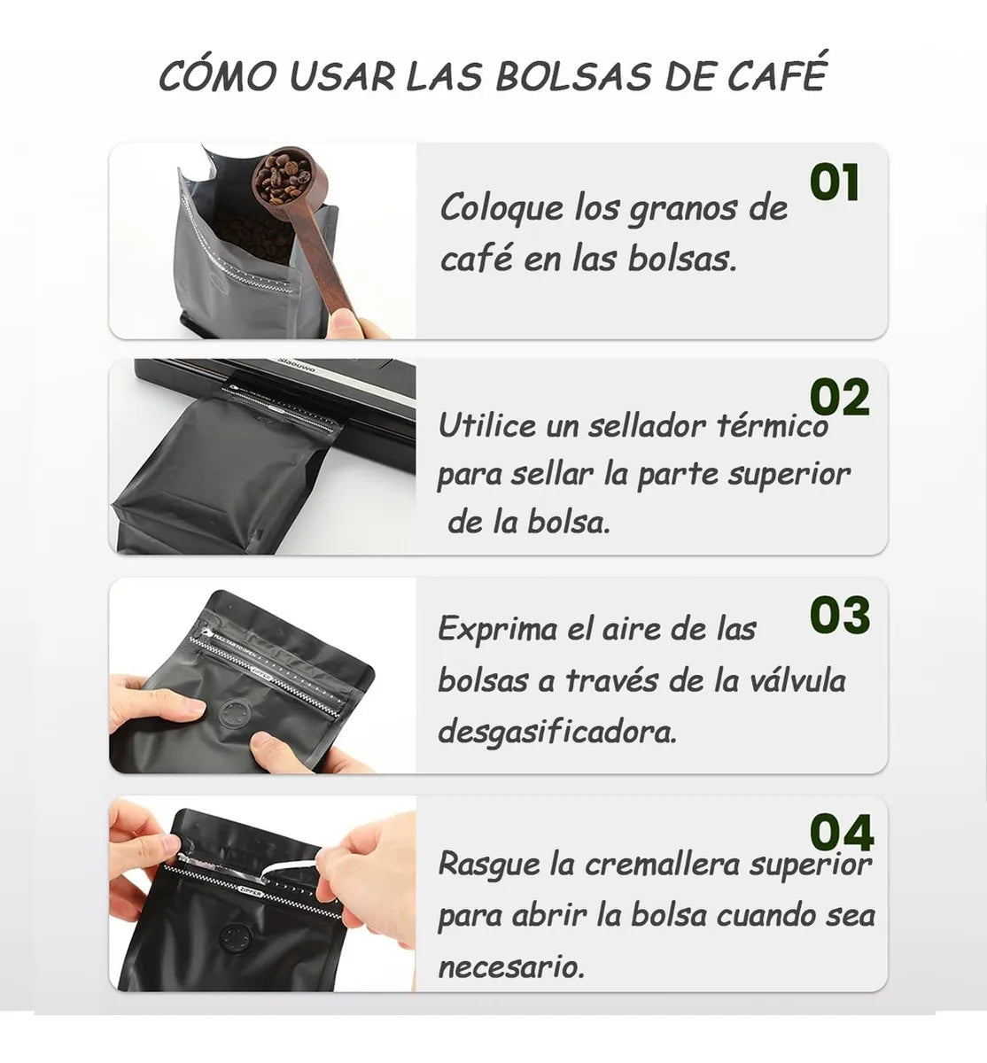 BOLSA PARA CAFÉ (PAQUETE DE 50 PIEZAS)